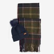 Barbour Women's Dover Beanie &amp; Hailes Scarf Gift Set in Classic Tartan image