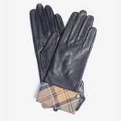 Barbour Women's Lady Jane Leather Gloves in Black &amp; Dress Tartan image