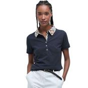 Barbour Women's Malvern Polo Shirt in Navy &amp; Hessian image
