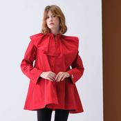 Cristina Barros Women's Frill Collar Short Parka in Red image