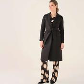 Cristina Barros Women's Midi Coat in Black with Double-Breasted Closure image
