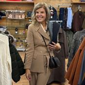 Cristina Barros Women's Waisted Blazer in Camel with Peplum image