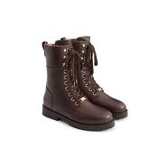 Fairfax &amp; Favor Shearling Lined Anglesey Combat Leather Boots in Mahogany image