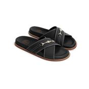 Fairfax &amp; Favor Southwold Leather Footbed Sandal in Black