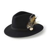 Hicks &amp; Brown Suffolk Fedora in Black with Fawn Feather
