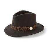 Hicks &amp; Brown Suffolk Fedora in Brown with Bronze Feather