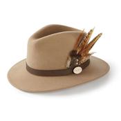 Hicks &amp; Brown Suffolk Fedora in Camel with Bronze Feather image