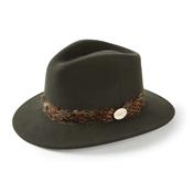 Hicks &amp; Brown Suffolk Fedora in Olive with Bronze Feather Wrap image
