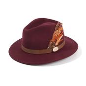 Hicks &amp; Brown Suffolk Fedora in Plum with Bronze Feather