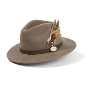 Hicks &amp; Brown Suffolk Fedora in Taupe with Bronze Feather image