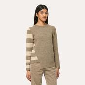 Humility Women's Asymmetrical Jumper in Taupe with Wide Stripes image