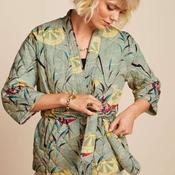 King Louie Women's Kimono Jacket Quilted in Dusty Turquoise image