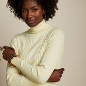 King Louie Women's Rib Rollneck Top Club in Cream