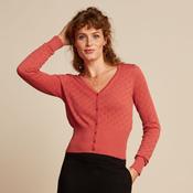 King Louie Women's Cardigan V Heart Ajour in Tweed Orange image