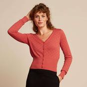 King Louie Women's Cardigan V Heart Ajour in Tweed Orange image