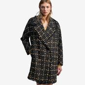 Lola Casademunt Women's Check Shimmer Coat in Black &amp; Brown image