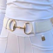 SandStorm Women's Gold Snaffle Belt in Pearl White image