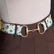 SandStorm Women's Gold Snaffle Belt in Tally Ho Print