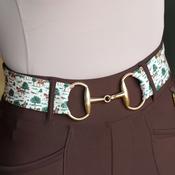SandStorm Women's Gold Snaffle Belt in Tally Ho Print