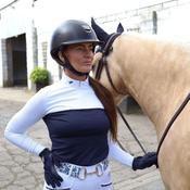 SandStorm Women's Show Riding Shirt in White &amp; Navy image