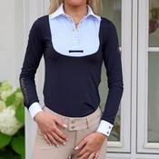 SandStorm Women's Show Riding Shirt in Navy and Blue &amp; White Stripe image