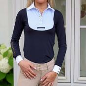 SandStorm Women's Show Riding Shirt in Navy and Blue &amp; White Stripe