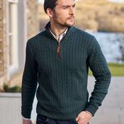 Schoffel Men's Calton Cable Quarter Zip Jumper in Botanical Green image
