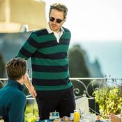 Schoffel Men's St. Mawes Rugby Shirt in Navy with Green Stripes image