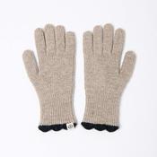 Surkana Gofe Gloves in Beige with contrasting Scallop Detail in Black image