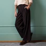 Surkana Women's Irdi Pinstriped Wide Leg Trousers in Brown image