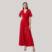 Surkana Women's Cross Neck Jumpsuit in Red