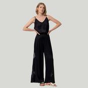Surkana Women's Wide Leg Pants with Crochet Detail in Black image