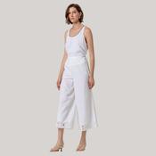 Surkana Women's Wide Leg Pants with Embroidery on Hem in White image