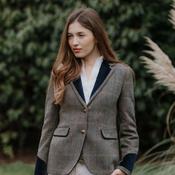 Welligogs Women's Grantham Wool Jacket in Herringbone Tweed &amp; Navy Velvet