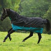 Horseware Mio One Piece Medium Turnout Rug in Turquoise &amp; Black (200g) image