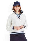 Schoffel Women's Havelet Bay 1/4 Zip Jumper in Soft White with Navy/Pale blue hem image
