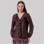 Surkana Ruffled Blouse in Chocolate image