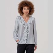 Surkana Ruffled Blouse in Light Grey