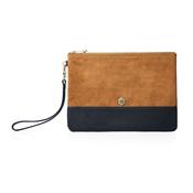 Fairfax &amp; Favor Highbury Leather &amp; Suede Clutch in Tan &amp; Navy image