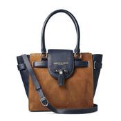 Fairfax &amp; Favor Windsor Suede Tote Handbag in Tan &amp; Navy image