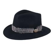 Hicks &amp; Brown Suffolk Fedora in Black with Guinea Feather Wrap image