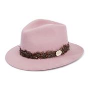 Hicks &amp; Brown Suffolk Fedora in Dusky Pink with Pheasant Feather Wrap image