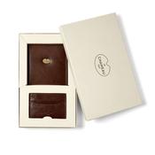 Le Chameau Licence Wallet &amp; Card Wallet Gift Set in Marron Fonce image