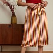 King Louie Women's Lola Button Skirt Cassava Stripe in Marzipan image