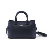 Pampeano Diversa Satchel Bag in Navy Leather with Cream Stitching image