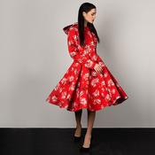 RainSisters Women's Hooded Swing Coat in Red Sun image