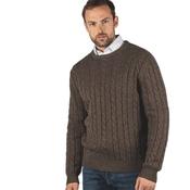 Schoffel Men's Lambswool Chunky Cable Crew Jumper in Mocha image