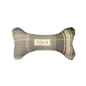Teddy Maximus Belgravia Dog Bone Toy in Black/Mustard Plaid image