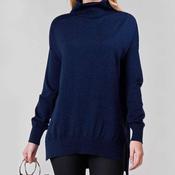 Welligogs Women's Merino Wool Oversized Roll Neck Jumper in Navy image