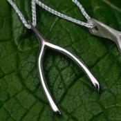 Spirit Wishbone Silver Necklace Polished image
